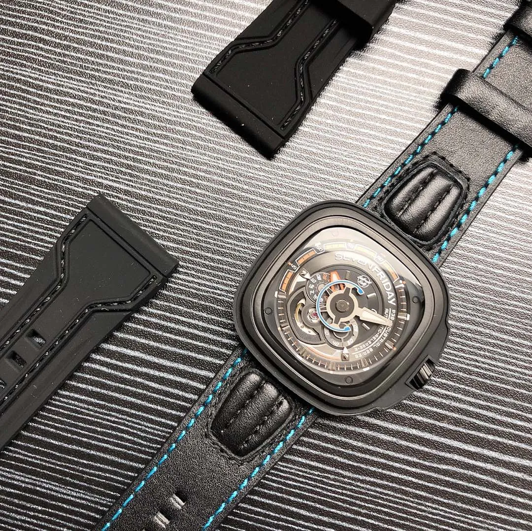 【Authentic Tmall】💰1640! SevenFriday 🎮Novel design, using a disc instead of the hour hand, the whole watch is full of three-dimensionality, model: SF-P6B/02 Bullrush really 2017 limited edition, size: 47*47mm, 🎮original Japanese Citizen Miyota82S7 mechanical movement, with 24-hour indicator dial, clear day and night display, supports third-party NFC anti-counterfeiting! 🎮Sanjie exquisitely recommends men’s mechanical watches. SJ carefully creates ultra-realistic photo shoots for you.